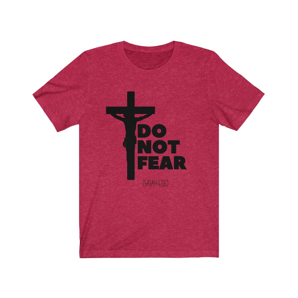 Do Not Fear T-shirt with Crucifix-Heather Red